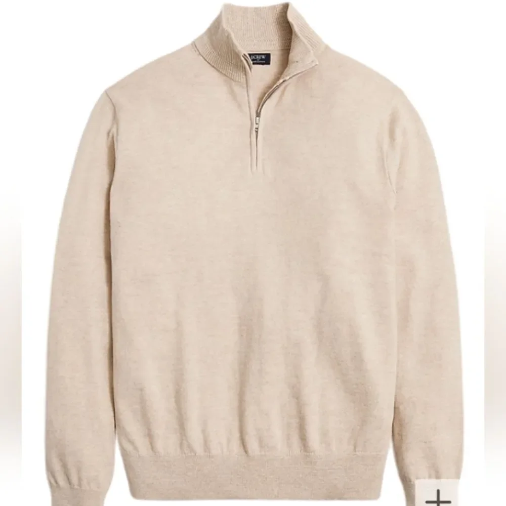 J. Crew Ragland 100% Cotton Oatmeal Quarter Zip Sweater M
